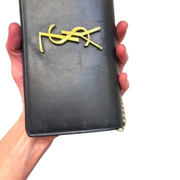 Saint Laurent YSL gold logo clutch bag wallet custom WOC - Picture 3 of 16